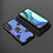 Custodia Silicone e Plastica Opaca Cover con Magnetico Anello Supporto KC5 per Vivo Y11s Blu