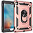 Custodia Silicone e Plastica Opaca Cover con Magnetico Anello Supporto MQ1 per Apple iPad Air 2 Oro Rosa