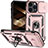 Custodia Silicone e Plastica Opaca Cover con Magnetico Anello Supporto MQ1 per Apple iPhone 13 Pro Oro Rosa