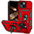 Custodia Silicone e Plastica Opaca Cover con Magnetico Anello Supporto MQ1 per Apple iPhone 13 Rosso