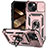 Custodia Silicone e Plastica Opaca Cover con Magnetico Anello Supporto MQ1 per Apple iPhone 14 Oro Rosa