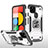 Custodia Silicone e Plastica Opaca Cover con Magnetico Anello Supporto MQ1 per Google Pixel 5 Argento