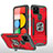 Custodia Silicone e Plastica Opaca Cover con Magnetico Anello Supporto MQ1 per Google Pixel 5 Rosso