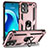 Custodia Silicone e Plastica Opaca Cover con Magnetico Anello Supporto MQ1 per Motorola Moto G 5G (2023) Oro Rosa