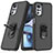 Custodia Silicone e Plastica Opaca Cover con Magnetico Anello Supporto MQ1 per Motorola Moto G22