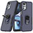 Custodia Silicone e Plastica Opaca Cover con Magnetico Anello Supporto MQ1 per Motorola Moto G22 Blu