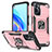 Custodia Silicone e Plastica Opaca Cover con Magnetico Anello Supporto MQ1 per Oppo A76 Oro Rosa