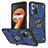 Custodia Silicone e Plastica Opaca Cover con Magnetico Anello Supporto MQ1 per Oppo A96 4G Blu