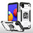 Custodia Silicone e Plastica Opaca Cover con Magnetico Anello Supporto MQ1 per Samsung Galaxy A01 Core Argento