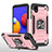 Custodia Silicone e Plastica Opaca Cover con Magnetico Anello Supporto MQ1 per Samsung Galaxy A01 Core Oro Rosa