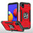 Custodia Silicone e Plastica Opaca Cover con Magnetico Anello Supporto MQ1 per Samsung Galaxy A01 Core Rosso