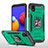 Custodia Silicone e Plastica Opaca Cover con Magnetico Anello Supporto MQ1 per Samsung Galaxy A01 Core Verde Notte