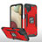 Custodia Silicone e Plastica Opaca Cover con Magnetico Anello Supporto MQ1 per Samsung Galaxy A12 Rosso