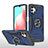 Custodia Silicone e Plastica Opaca Cover con Magnetico Anello Supporto MQ1 per Samsung Galaxy A32 5G Blu
