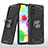 Custodia Silicone e Plastica Opaca Cover con Magnetico Anello Supporto MQ1 per Samsung Galaxy A41 Nero