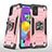 Custodia Silicone e Plastica Opaca Cover con Magnetico Anello Supporto MQ1 per Samsung Galaxy A51 5G Oro Rosa