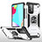 Custodia Silicone e Plastica Opaca Cover con Magnetico Anello Supporto MQ1 per Samsung Galaxy A52s 5G Argento
