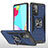 Custodia Silicone e Plastica Opaca Cover con Magnetico Anello Supporto MQ1 per Samsung Galaxy A52s 5G Blu