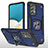 Custodia Silicone e Plastica Opaca Cover con Magnetico Anello Supporto MQ1 per Samsung Galaxy A53 5G Blu