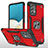 Custodia Silicone e Plastica Opaca Cover con Magnetico Anello Supporto MQ1 per Samsung Galaxy A53 5G Rosso