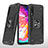 Custodia Silicone e Plastica Opaca Cover con Magnetico Anello Supporto MQ1 per Samsung Galaxy A70 Nero