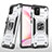 Custodia Silicone e Plastica Opaca Cover con Magnetico Anello Supporto MQ1 per Samsung Galaxy A81 Argento