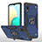 Custodia Silicone e Plastica Opaca Cover con Magnetico Anello Supporto MQ1 per Samsung Galaxy M02 Blu