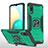 Custodia Silicone e Plastica Opaca Cover con Magnetico Anello Supporto MQ1 per Samsung Galaxy M02 Verde Notte