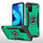 Custodia Silicone e Plastica Opaca Cover con Magnetico Anello Supporto MQ1 per Samsung Galaxy M02s Verde Notte
