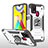 Custodia Silicone e Plastica Opaca Cover con Magnetico Anello Supporto MQ1 per Samsung Galaxy M31 Prime Edition Argento