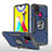 Custodia Silicone e Plastica Opaca Cover con Magnetico Anello Supporto MQ1 per Samsung Galaxy M31 Prime Edition Blu