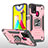Custodia Silicone e Plastica Opaca Cover con Magnetico Anello Supporto MQ1 per Samsung Galaxy M31 Prime Edition Oro Rosa