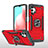 Custodia Silicone e Plastica Opaca Cover con Magnetico Anello Supporto MQ1 per Samsung Galaxy M32 5G Rosso