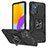 Custodia Silicone e Plastica Opaca Cover con Magnetico Anello Supporto MQ1 per Samsung Galaxy M52 5G Nero