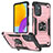 Custodia Silicone e Plastica Opaca Cover con Magnetico Anello Supporto MQ1 per Samsung Galaxy M52 5G Oro Rosa