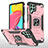 Custodia Silicone e Plastica Opaca Cover con Magnetico Anello Supporto MQ1 per Samsung Galaxy M53 5G Oro Rosa
