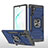 Custodia Silicone e Plastica Opaca Cover con Magnetico Anello Supporto MQ1 per Samsung Galaxy Note 10 5G Blu
