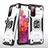 Custodia Silicone e Plastica Opaca Cover con Magnetico Anello Supporto MQ1 per Samsung Galaxy S20 FE (2022) 5G Argento