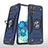 Custodia Silicone e Plastica Opaca Cover con Magnetico Anello Supporto MQ1 per Samsung Galaxy S20 Plus 5G Blu