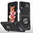 Custodia Silicone e Plastica Opaca Cover con Magnetico Anello Supporto MQ1 per Samsung Galaxy Z Flip3 5G Nero