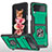 Custodia Silicone e Plastica Opaca Cover con Magnetico Anello Supporto MQ1 per Samsung Galaxy Z Flip3 5G Verde Notte