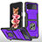 Custodia Silicone e Plastica Opaca Cover con Magnetico Anello Supporto MQ1 per Samsung Galaxy Z Flip3 5G Viola