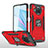 Custodia Silicone e Plastica Opaca Cover con Magnetico Anello Supporto MQ1 per Xiaomi Mi 10i 5G Rosso