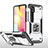 Custodia Silicone e Plastica Opaca Cover con Magnetico Anello Supporto MQ1 per Xiaomi Mi Note 10 Lite Argento