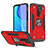 Custodia Silicone e Plastica Opaca Cover con Magnetico Anello Supporto MQ1 per Xiaomi Redmi 9 Prime India Rosso