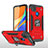 Custodia Silicone e Plastica Opaca Cover con Magnetico Anello Supporto MQ1 per Xiaomi Redmi 9C NFC Rosso