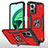 Custodia Silicone e Plastica Opaca Cover con Magnetico Anello Supporto MQ1 per Xiaomi Redmi Note 11E 5G Rosso