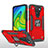 Custodia Silicone e Plastica Opaca Cover con Magnetico Anello Supporto MQ1 per Xiaomi Redmi Note 9 Rosso