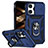 Custodia Silicone e Plastica Opaca Cover con Magnetico Anello Supporto MQ2 per Apple iPhone 14 Pro Blu