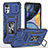 Custodia Silicone e Plastica Opaca Cover con Magnetico Anello Supporto MQ2 per Motorola Moto G22 Blu